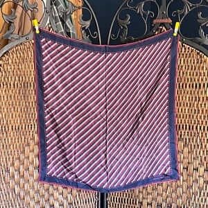 Pierre Balmain Navy and Magenta Silk Patterned Scarf 22 x 23”